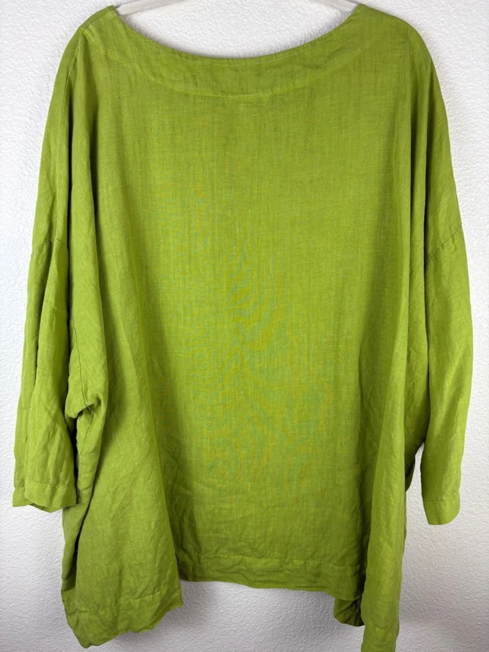 Bryn Walker Oversized 100% Linen Lime Green Tunic Top Lagenlook Size 3X - Picture 8 of 14